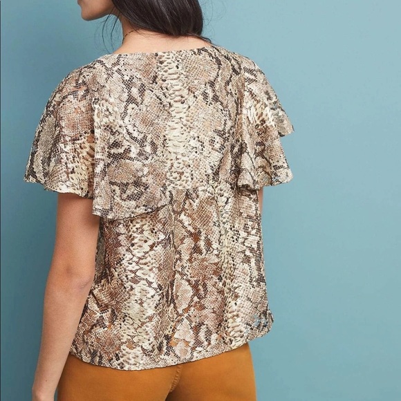 Anthropologie Eva Franco Snake Print Blouse - Picture 4 of 12